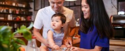 happy family cooking